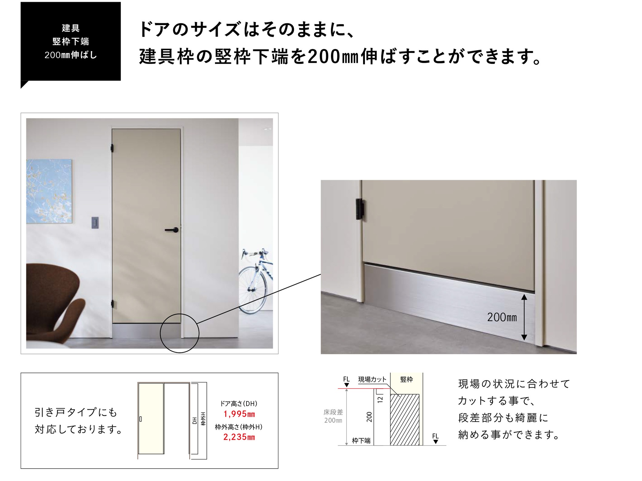 健具 賢枠下端 200mm伸ばし