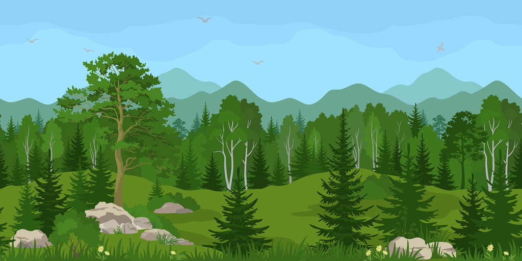 空、森林、自然のイラスト
