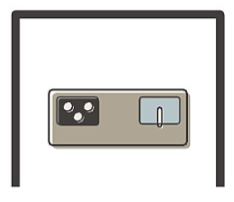 キッチンカウンターが1列に配置されているイラスト