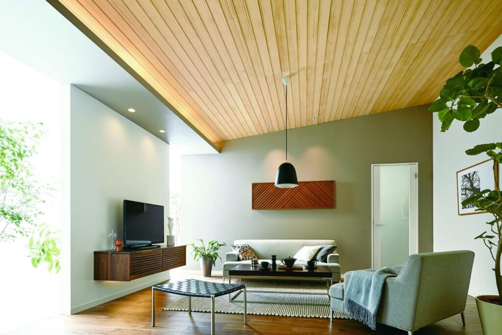 スタイリッシュな勾配天井