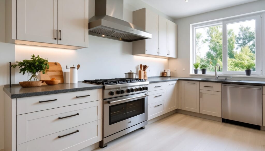 自然光が入るL型キッチン