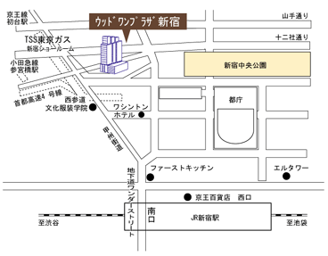 ウッドワンプラザ新宿地図