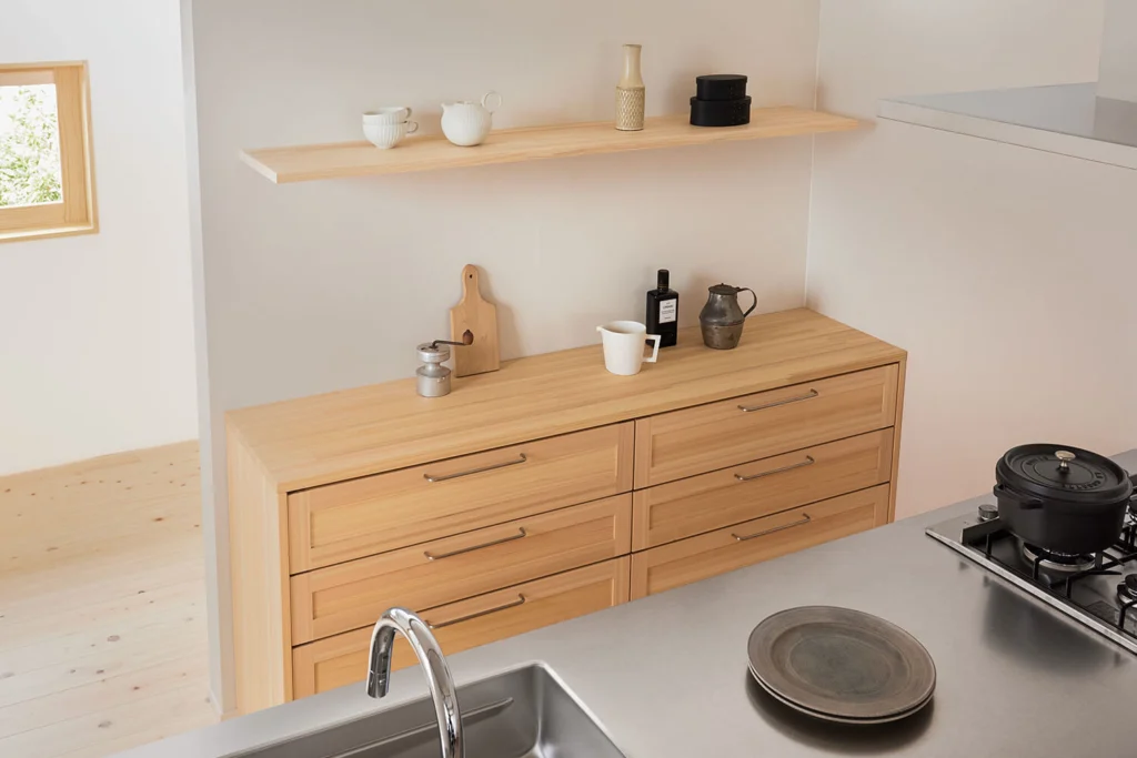 高級感溢れる美しい木目調の北欧デザイン♪❤実用的＆デザイン性兼備❣カップボード EIDAI - システムキッチン ラポッテ
