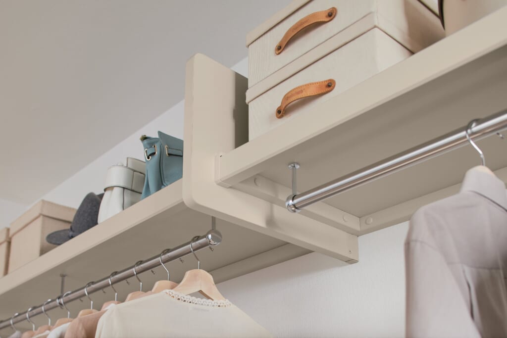 壁なしで枕棚.荷物の仕切り,グレー