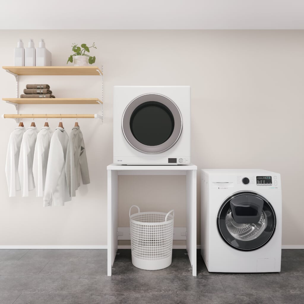 ランドリーノ,高さ展開,縦型洗濯機の上に乾燥機おける台,取り出しやすい乾燥機の台